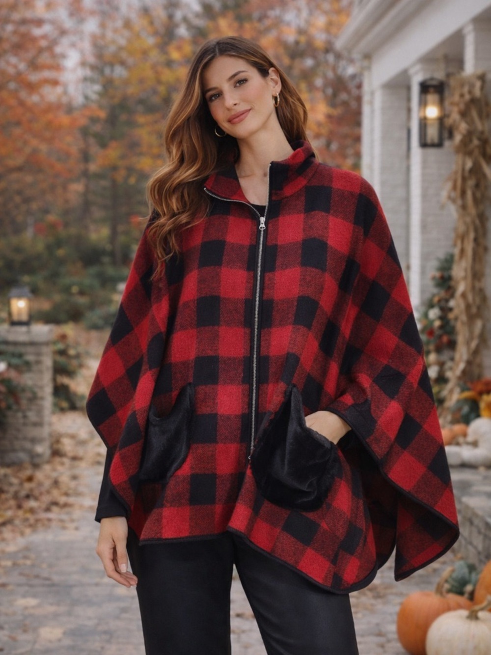 ✨ Red & Black Buffalo Plaid Jacket | Cozy Fall Winter Statement Coat